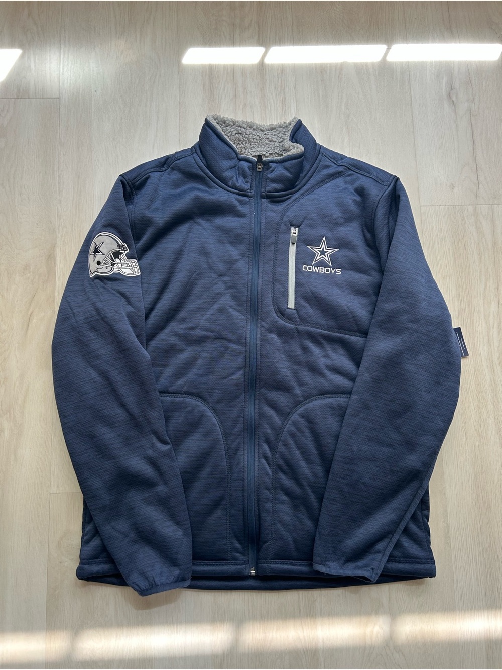 Dallas Cowboys Full Zip Sherpa Lined Jacket Navy Blue XL New with Tag